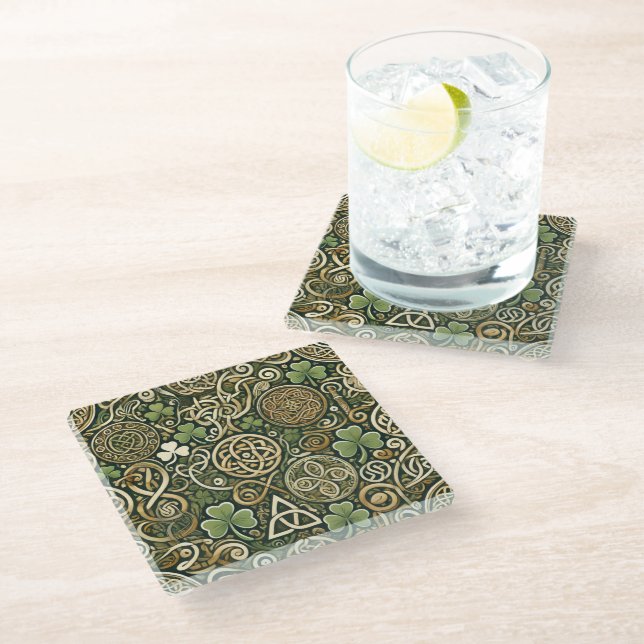 Dessous-de-verre En Verre Floraison celtique (Incliné)