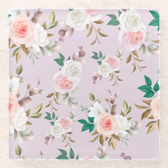 Dessous-de-verre En Verre Floral (Devant)