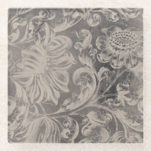 Dessous-de-verre En Verre Floral âgé