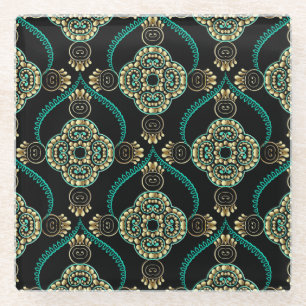 Dessous-de-verre En Verre Floral arabesque, Motif d'élégance Vintage.