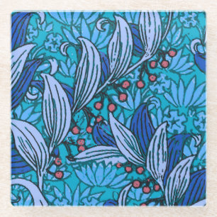 Dessous-de-verre En Verre Floral bleu ancien Boho moderne