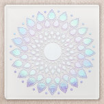 Dessous-de-verre En Verre Floral bleu moderne Lotus Mandala<br><div class="desc">Design artistique unique avec du faux lotus mandala en feuille. Conception géniale pour un travailleur énergétique,  conseiller ou coach de vie et plus encore.</div>
