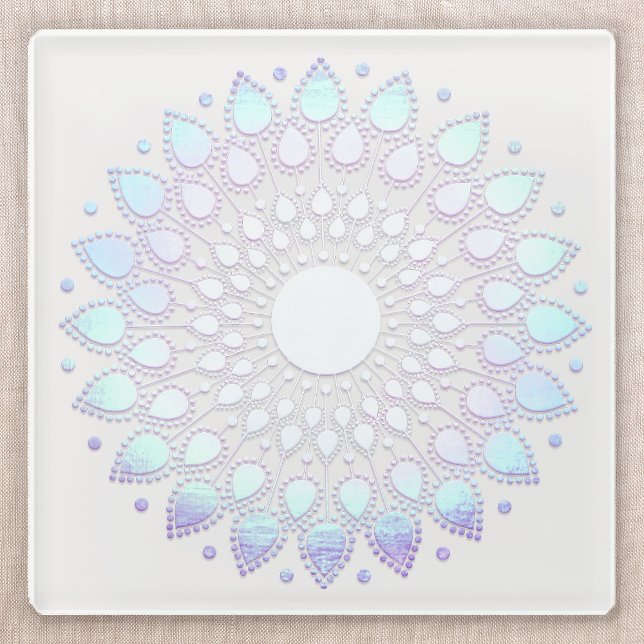 Dessous-de-verre En Verre Floral bleu moderne Lotus Mandala (Créateur téléchargé)