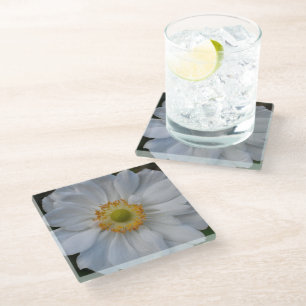 Dessous-de-verre En Verre Floral d'anémones japonais blanc