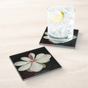 Dessous-de-verre En Verre Floral japonais de fleurs de Magnolia