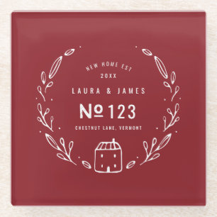 Dessous-de-verre En Verre Floral tiré par la main de nouvelle maison