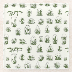 Dessous-de-verre En Verre Florarium Succulent : Conception géométrique Vinta