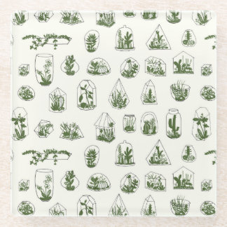 Dessous-de-verre En Verre Florarium Succulent : Conception géométrique Vinta
