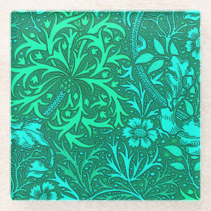 Dessous-de-verre En Verre Flore d'algues marines de style Art nouveau, turqu
