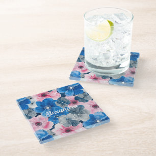 Dessous-de-verre En Verre Flore rose chic