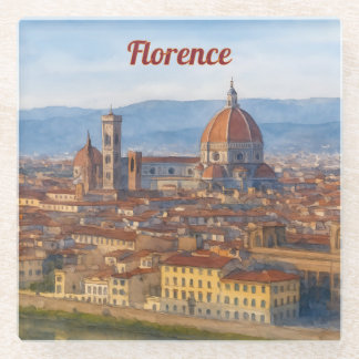 Dessous-de-verre En Verre Florence Aquarelle Duomo Skyline