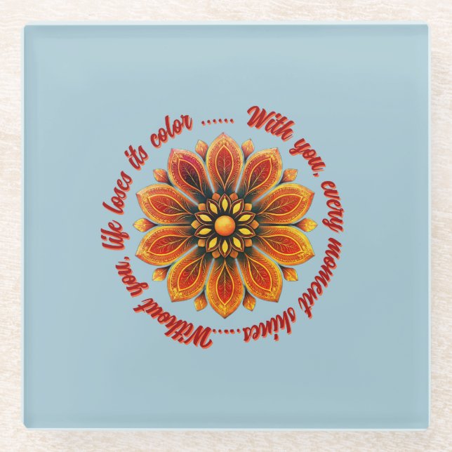 DESSOUS-DE-VERRE EN VERRE FLOWER GIFT MOM DAUGHTER SISTER TEACHER FRIEND (Devant)