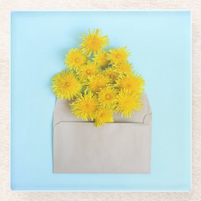Dessous-de-verre En Verre Flowers | Dandelions in Envelope (Devant)