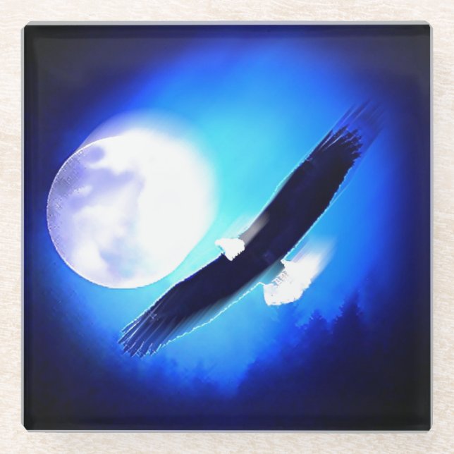 Dessous-de-verre En Verre Flying Eagle & Moon (Devant)
