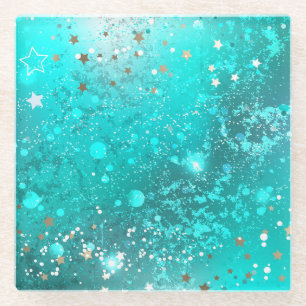 Dessous-de-verre En Verre Fond de papier d'aluminium turquoise Menthe