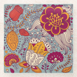 Dessous-de-verre En Verre Fond élégant floral vintage