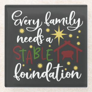 Dessous-de-verre En Verre Fondation de Crèche de Noël pour Famille Chrétienn