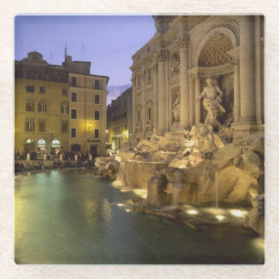 Dessous-de-verre En Verre Fontaine de Trevi la nuit, Rome, Lazio, Italie