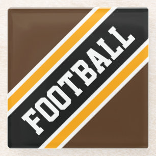 Dessous-de-verre En Verre FOOTBALL Athlétisme Brown Black Slant Racing Strip