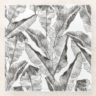 Dessous-de-verre En Verre Forêt blanche noire : Motif Plante tropical