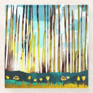 Dessous-de-verre En Verre Forêt matinale