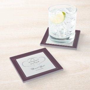 Dessous-de-verre En Verre Forever Love Elegant Hearts Mariage Keepsaké