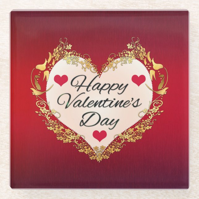 Dessous-de-verre En Verre Forme cardiaque Heureuse Sainte-Valentin-47949 (Devant)