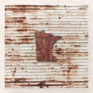Dessous-de-verre En Verre Forme du Minnesota de rouille rouge