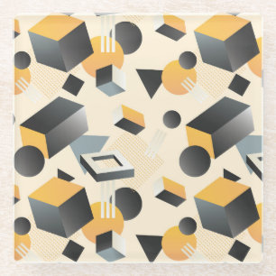 Dessous-de-verre En Verre Formes, boîtes, cubes et triangles 3 dimensions