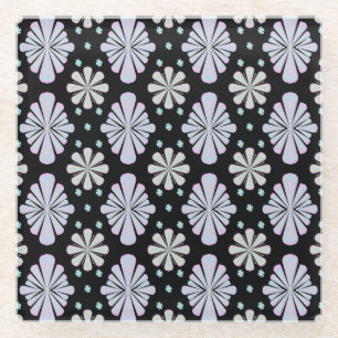 Dessous-de-verre En Verre Formes florales pastel sur fond noir