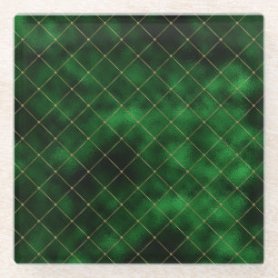Dessous-de-verre En Verre Formes géométriques dorées vert foncé Saint-Patric