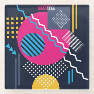 Dessous-de-verre En Verre Formes, lignes et points Abstraits colorés