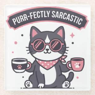 Dessous-de-verre En Verre Foulard de chat cool sarcastique pour amateur de c