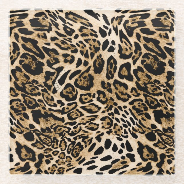 Dessous-de-verre En Verre Fourrure de léopard d'Afrique : Texture d'animal s (Devant)