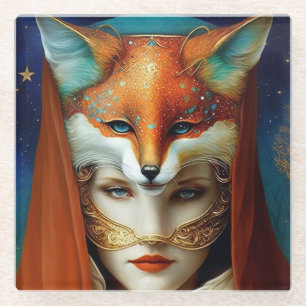 Dessous-de-verre En Verre Fox Femme Surreal Imaginaire Art