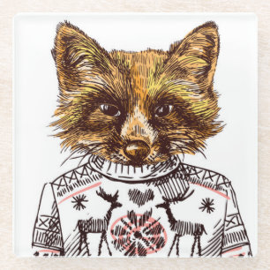 Dessous-de-verre En Verre Fox habillé rusé
