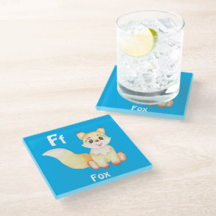 Dessous-de-verre En Verre Fox personnaliser ABC : Lettre F - Ajouter votre n