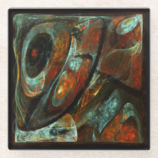 Dessous-de-verre En Verre Fractionner l'art Abstrait (Devant)