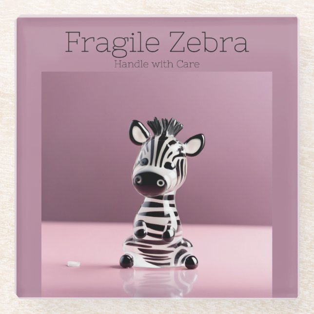 Dessous-de-verre En Verre Fragile Zebra : Manipuler avec soin (Devant)