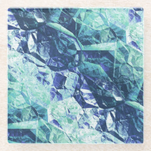 Dessous-de-verre En Verre fragments de souvenirs - bleu cobalt et sarcelle m