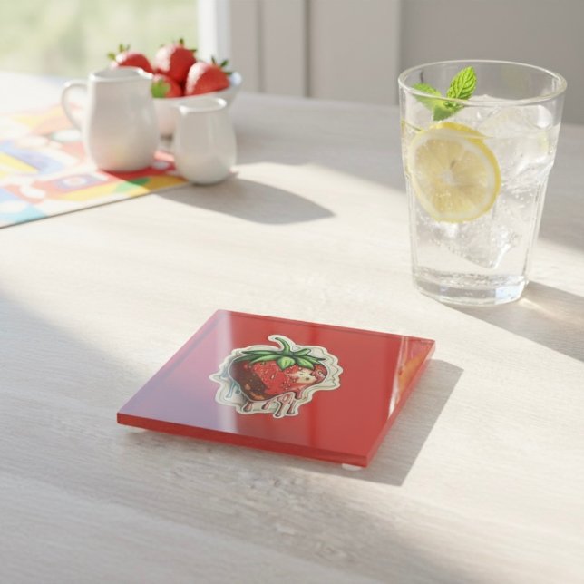 Dessous-de-verre En Verre Fraise (Créateur téléchargé)