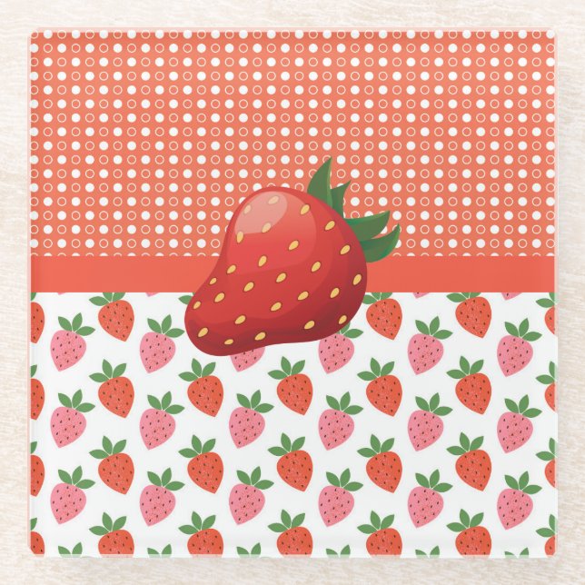 Dessous-de-verre En Verre Fraise juteuse joyeuse   (Devant)