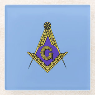 Dessous-de-verre En Verre Franc-maçon (bleu)
