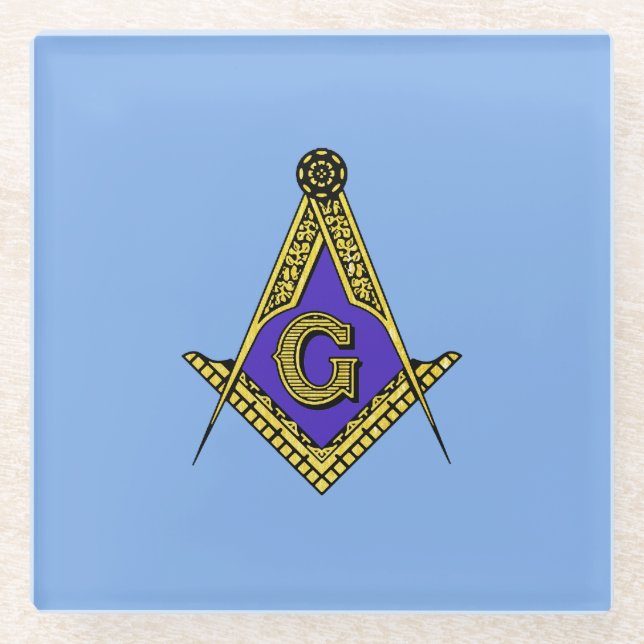 Dessous-de-verre En Verre Franc-maçon (bleu) (Devant)