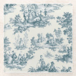 Dessous-de-verre En Verre Français toile de jouy sage vert élégant<br><div class="desc">Français toile de jouy sauge verte.</div>