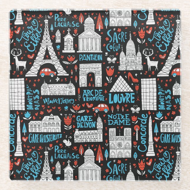 Dessous-de-verre En Verre France| Motif des symboles (Devant)