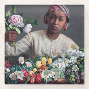 Dessous-de-verre En Verre Frédéric Bazille - Jeune femme aux pivoines