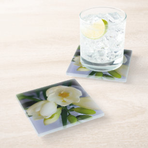Dessous-de-verre En Verre freesia jaune blanc