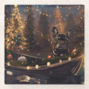 Dessous-de-verre En Verre French Bulldog Christmas Festive Voyage