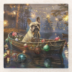 Dessous-de-verre En Verre French Bulldog Christmas Festive Voyage